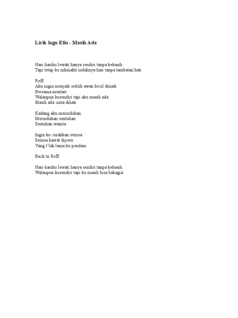 Lirik Kau Tak Sendiri Ku Selalu Bersamamu