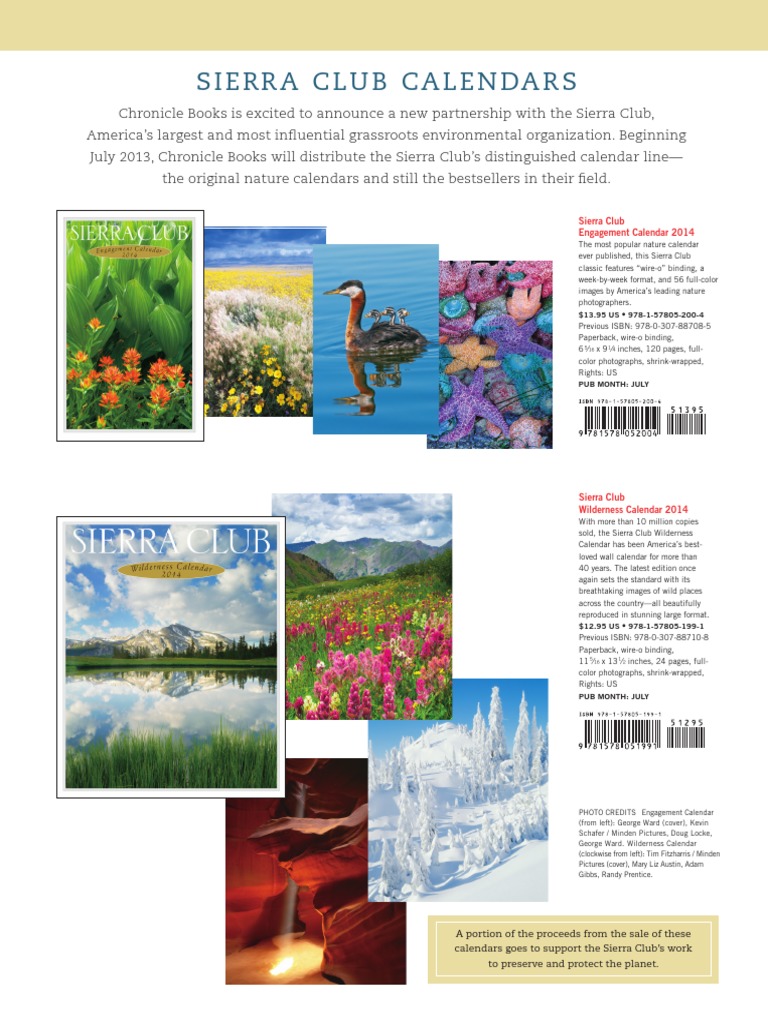 Sierra Club Calendars2014 Brochureemaillarge Leisure - 