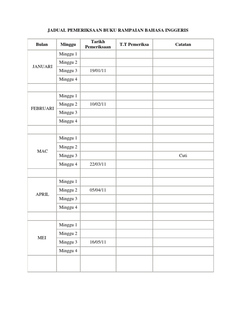 Jadual Pemeriksaan Buku Rampaian Bahasa Melayu  PDF