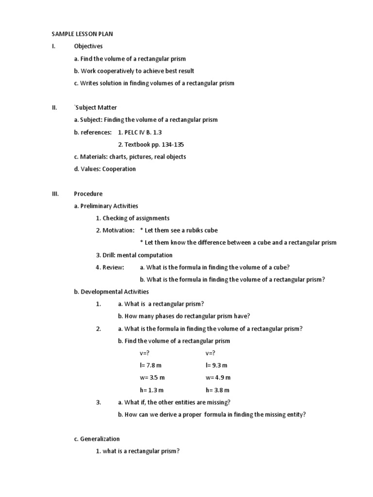 Sample Lesson Plan 4 A's