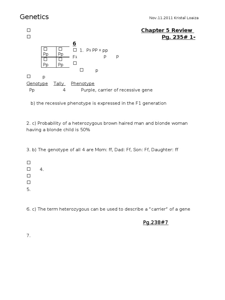 Genetics Q&A Review Guide | PDF