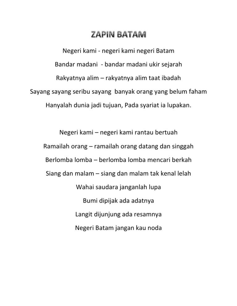 Not Pianika Lagu Zapin Kumpulan Not Lagu