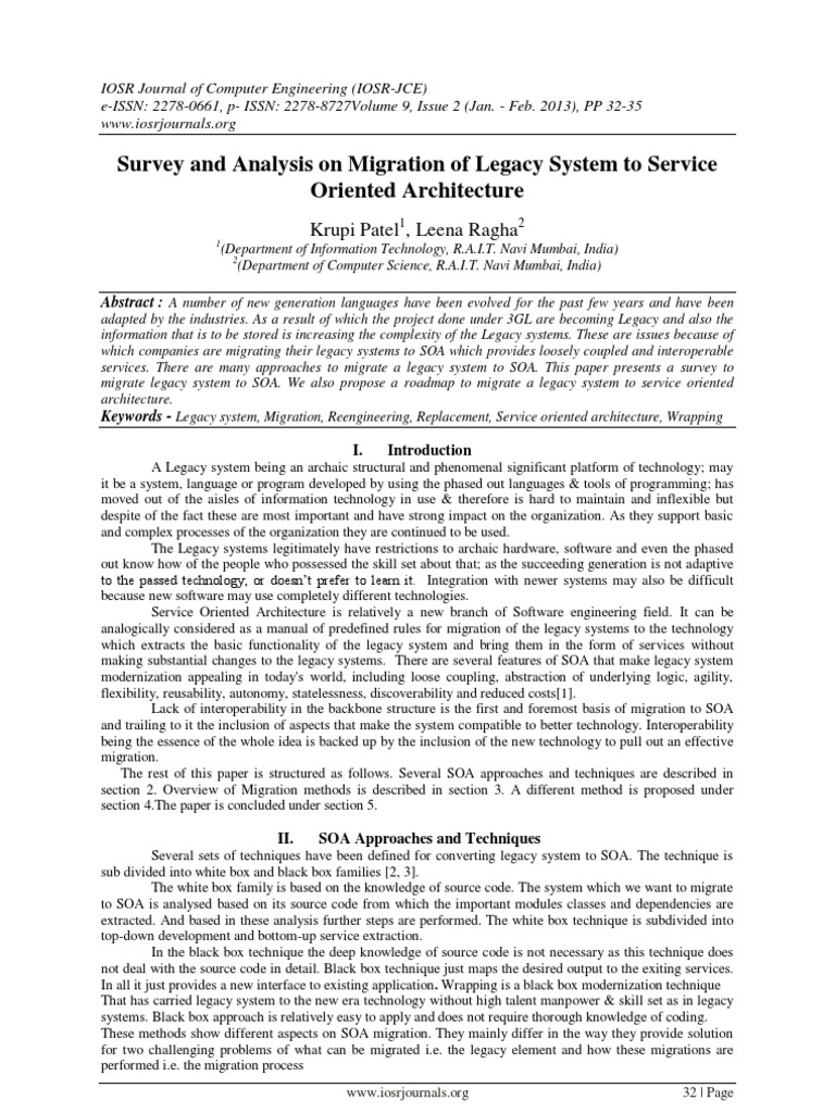 Survey and Analysis On Migration of Legacy System To Service Oriented ...