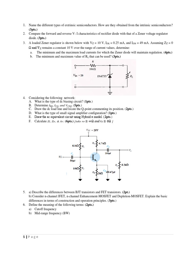 Applied Electronics I Final Exam.pdf Amplifier Field Effect Transistor