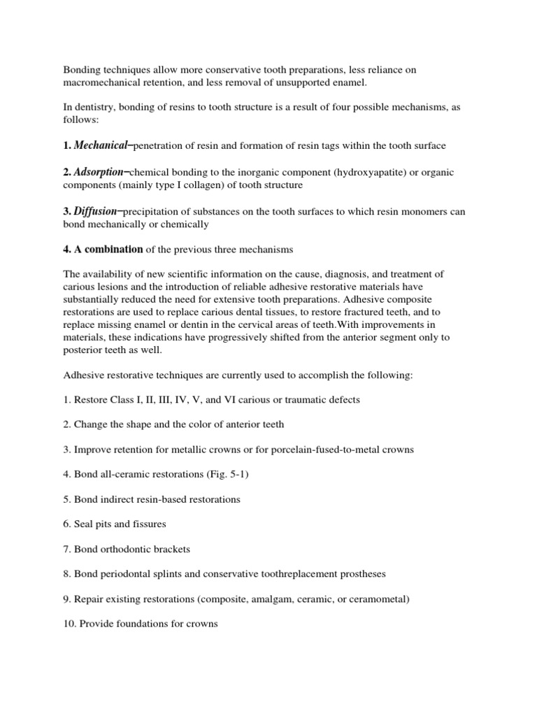 Concepts of Enamel and Dentin Adhesion | PDF | Dental Composite | Human ...