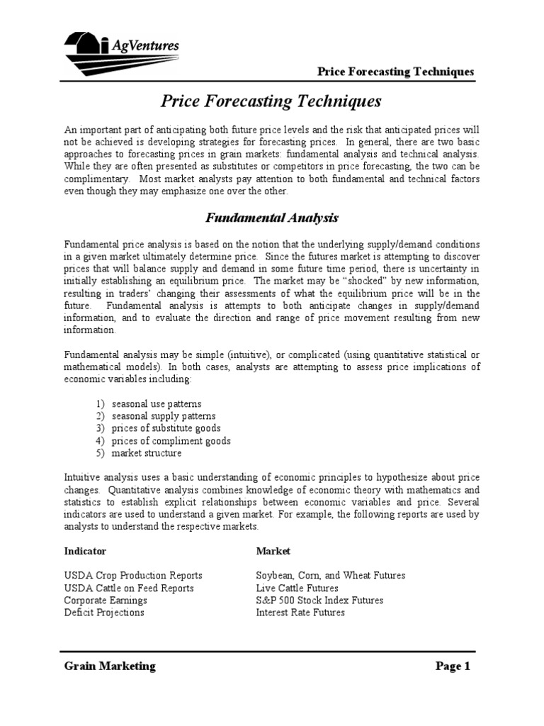 Price Forecasting in Grain Markets | PDF | Technical Analysis | Forecasting