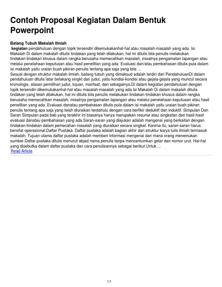 Contoh Proposal Kegiatan Dalam Bentuk Powerpoint