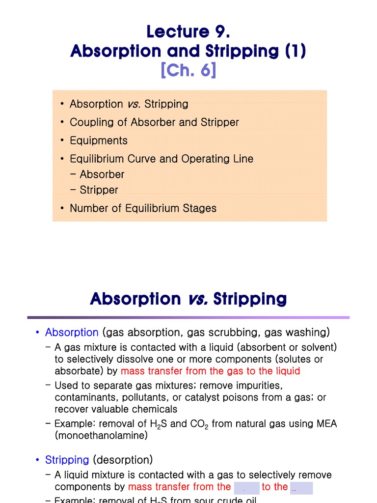 Absorption Absorption (Chemistry) Chemical Process Engineering
