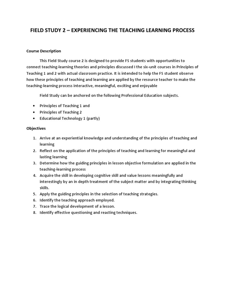 Field Study 2 Learning Teachers