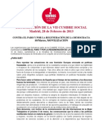 Declaración Cumbre Social 10 de Marzo