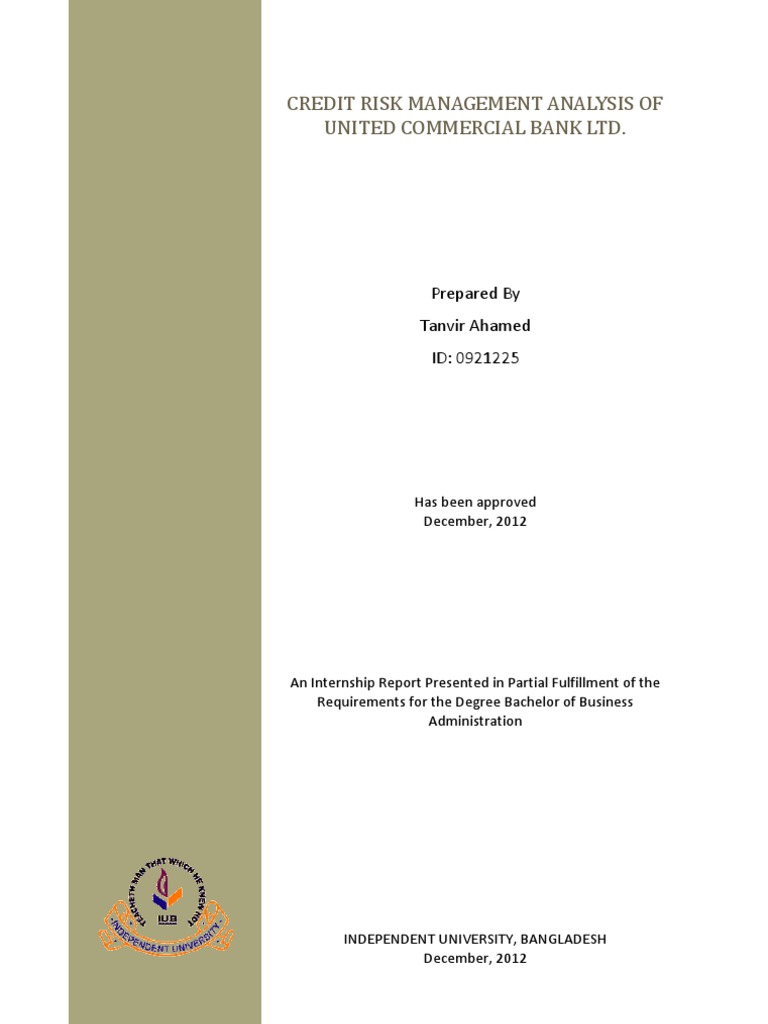 Credit Risk Management at UCBL Analysis | PDF | Credit (Finance ...