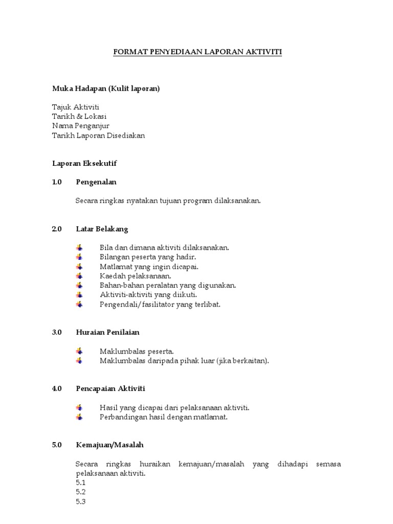 Format Penyediaan Laporan Aktiviti Pdf