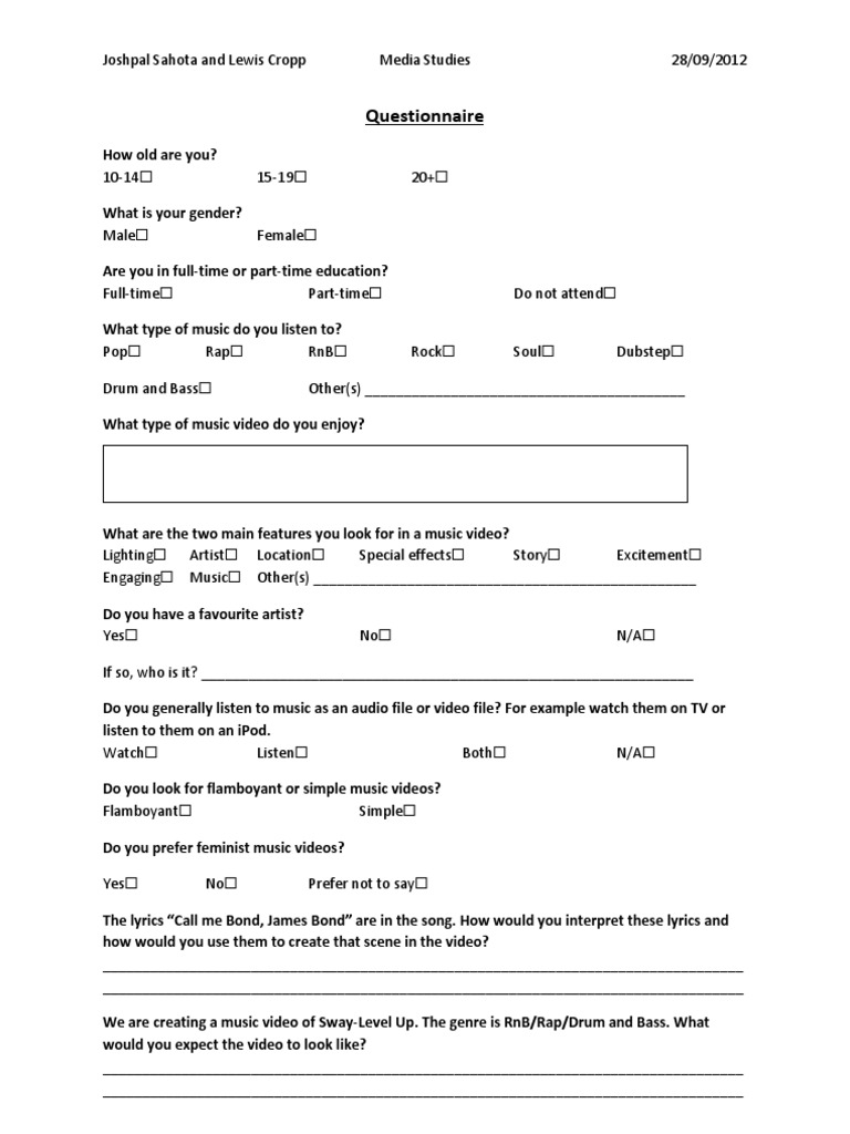 Questionnaire | PDF