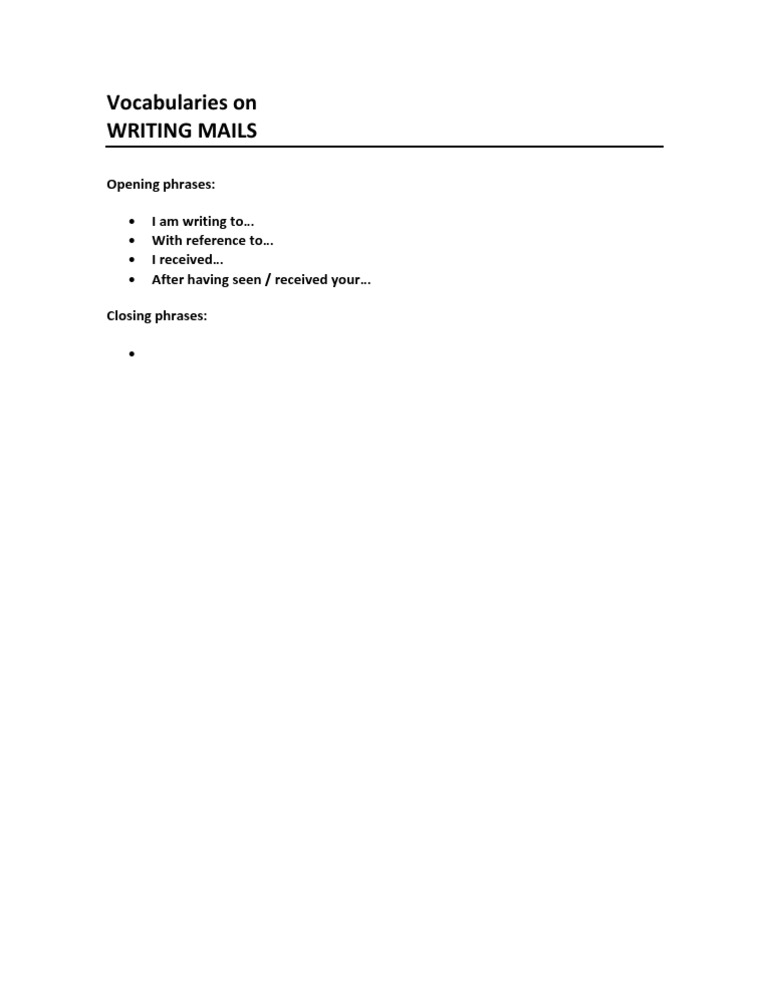 Essential Phrases for Writing Emails | PDF | Language Arts & Discipline