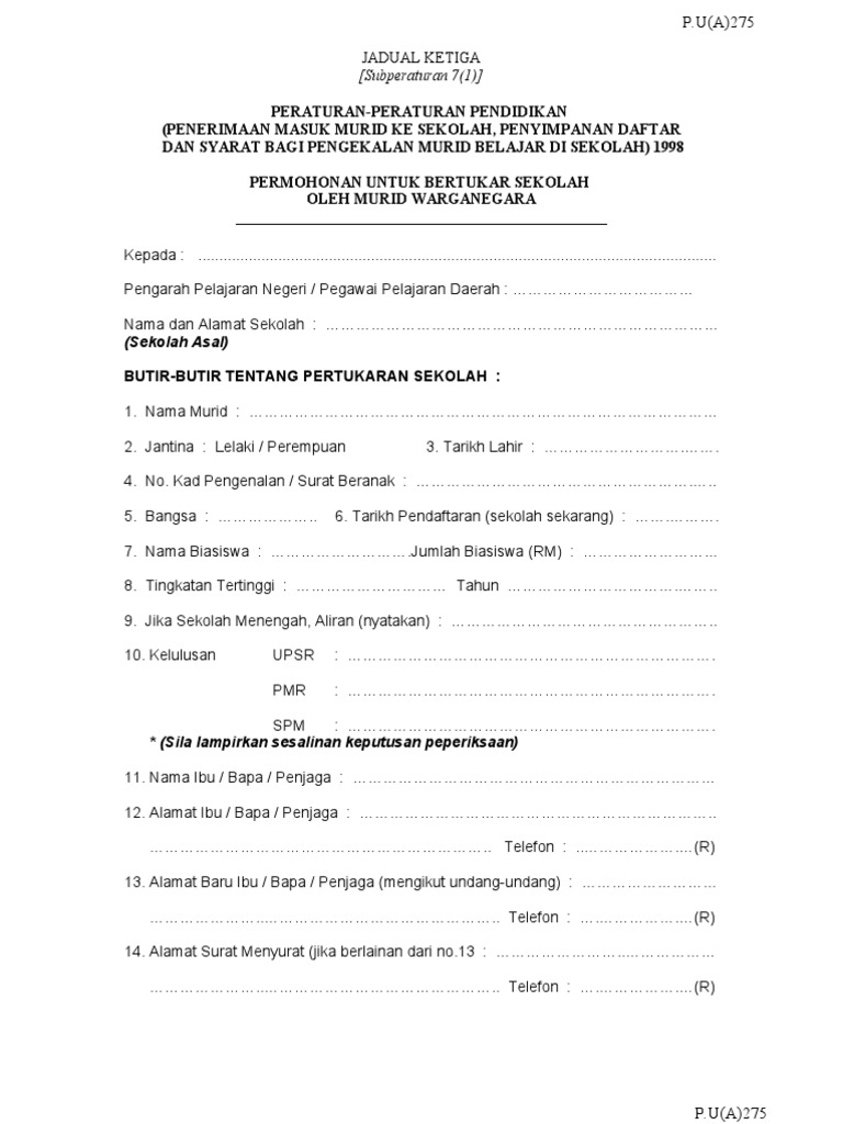 Borang Pertukaran Sekolah Rendah Permohonan Pertukaran Sekolah Kolej Untuk Tingkatan 6 Enam Bumi Gemilang Dokumen Pertukaran Sekolah Dan Penempatan Murid Wijip