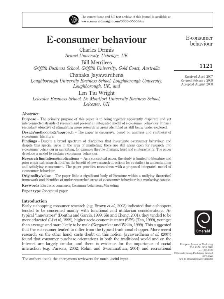 E-Consumer Behaviour | PDF | Consumer Behaviour | Attitude (Psychology)