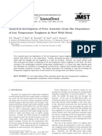 Analytical Investigation of Prior Austenite Grain Size Dependence of Low Temperature Toughness in Steel Weld Metal