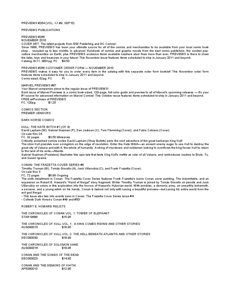 Previews Text File 09-2010, PDF, Batman