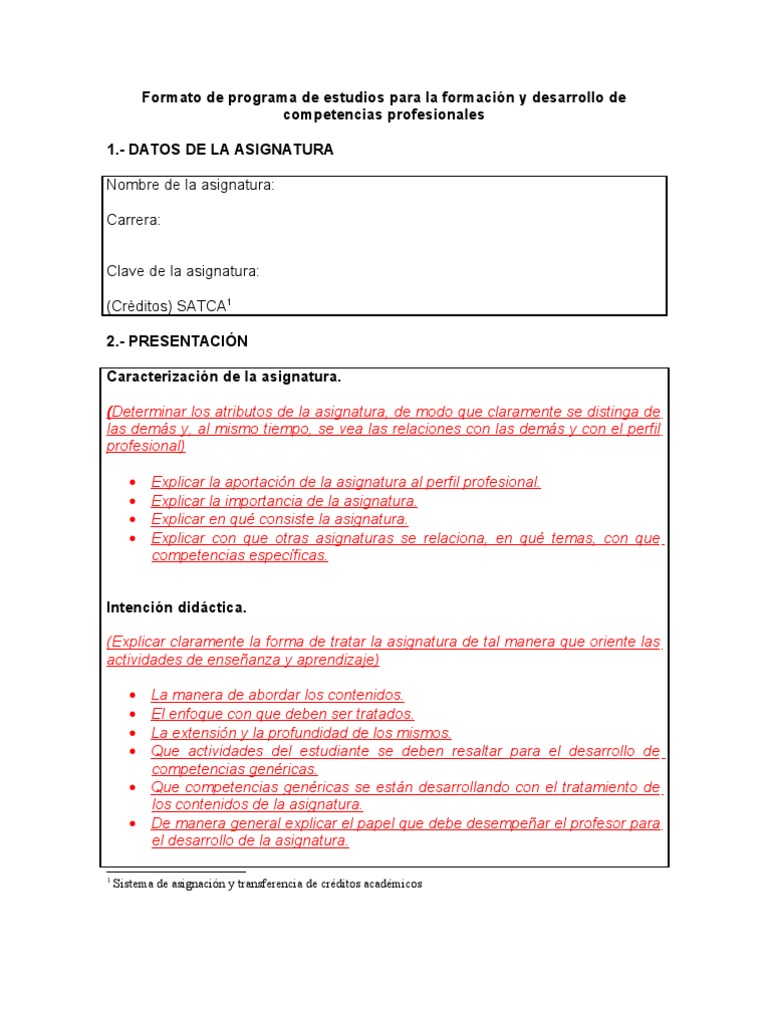 Formato de Programa de Estudios para La Formación y Desarrollo de ...