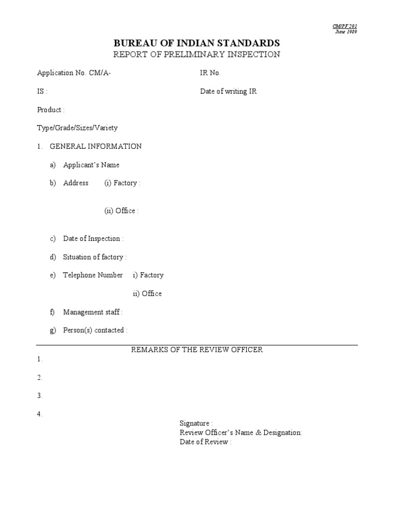 Preliminary Inspection Report CM/PF 201 | PDF | Packaging And Labeling ...