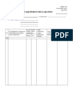 CM PF 306 Test Equipment Declaration Form