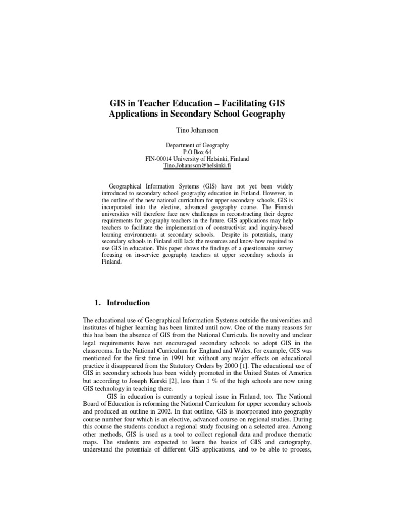 GIS in Teacher Education - Facilitating GIS Applications in Secondary ...