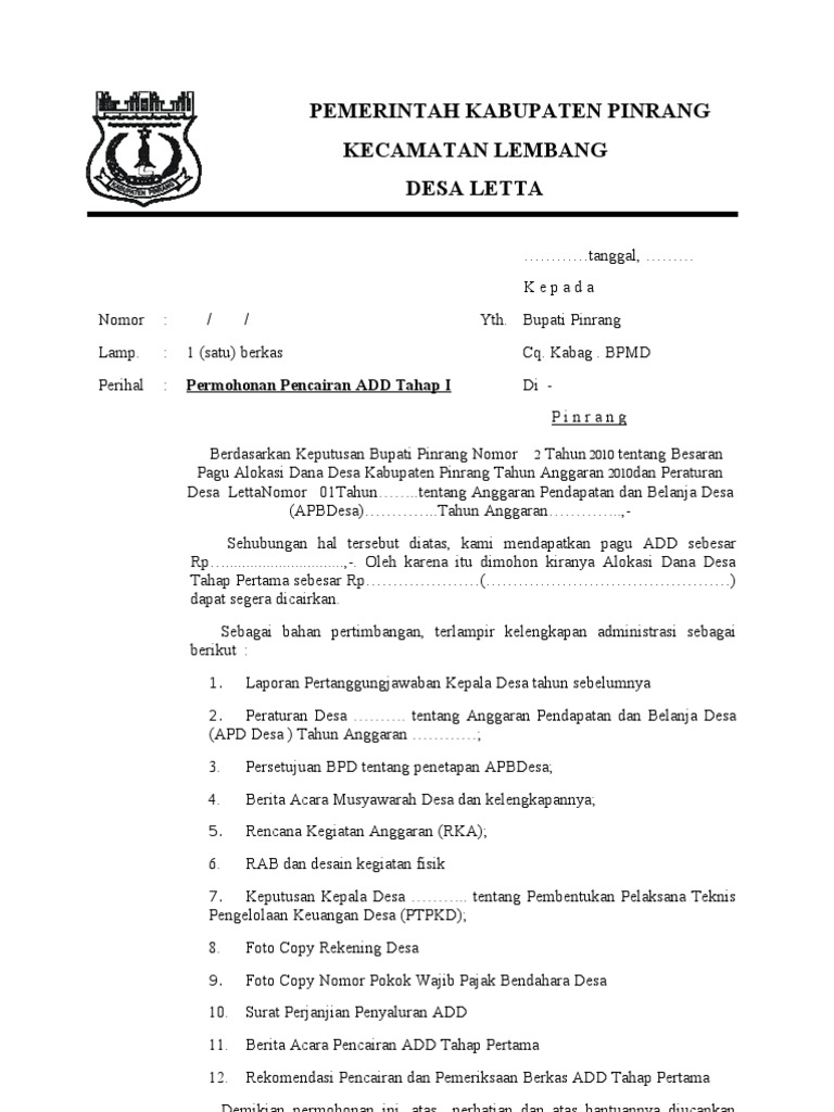 Format III Permohonan Pencairan ADD