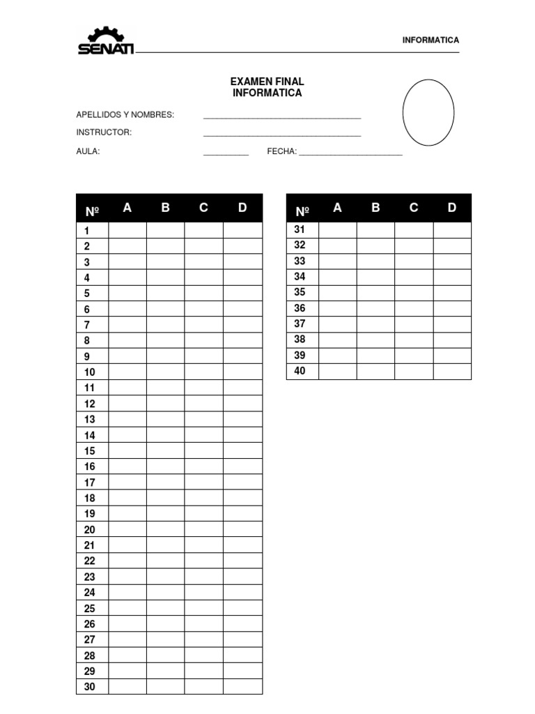 Examen Final de Informática Básica SENATI | PDF | Microsoft Excel ...