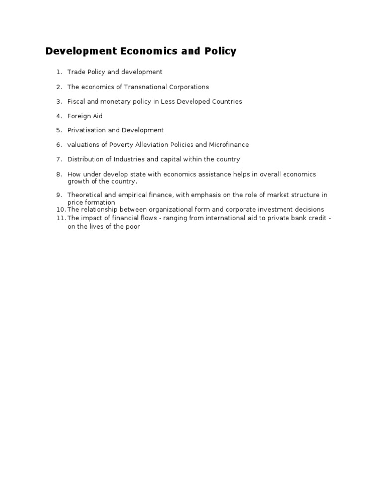Development Economics and Policy | PDF | Finance & Money Management