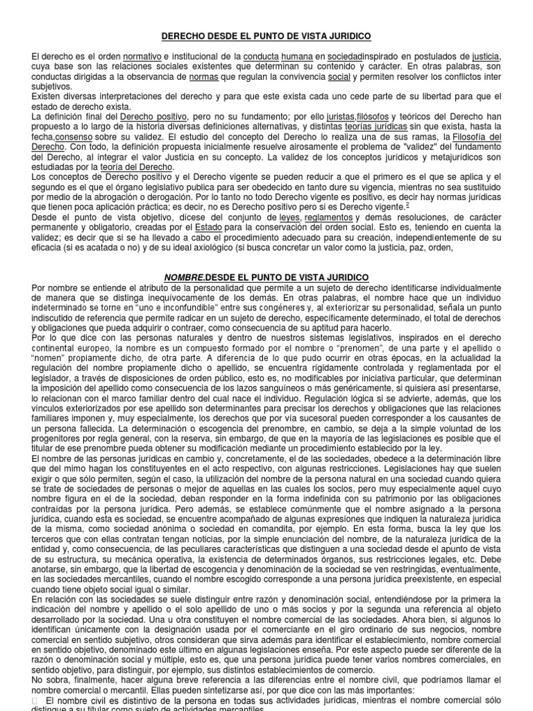 Derecho Desde El Punto de Vista Juridico | Descargar gratis PDF | Caso