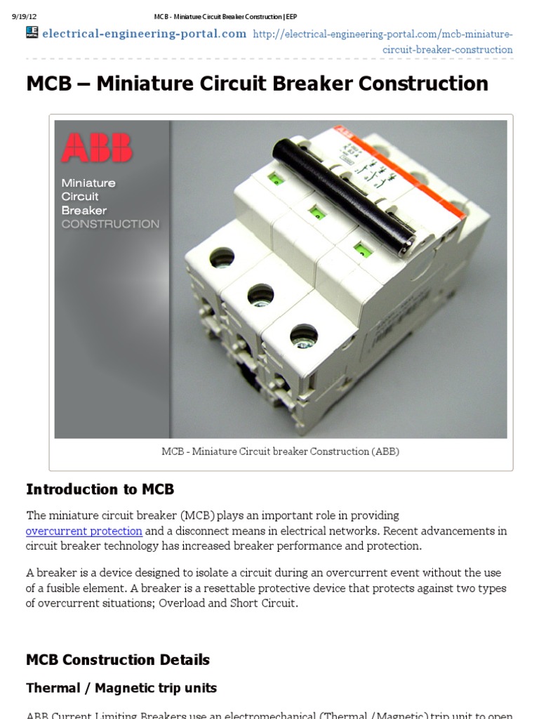 MCB Miniature Circuit Breaker Construction _ EEP Electric Arc