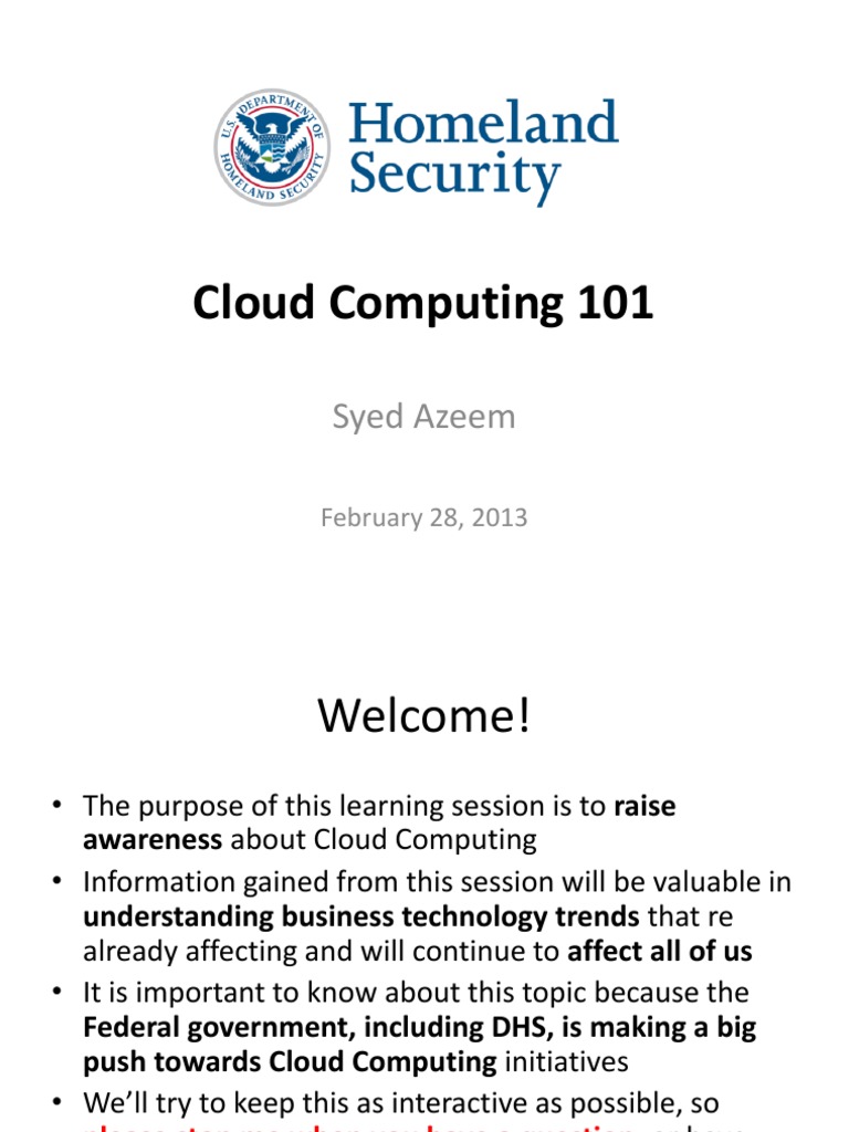 Cloud Computing 101 (DHS Learning Session) | PDF | Software As A ...