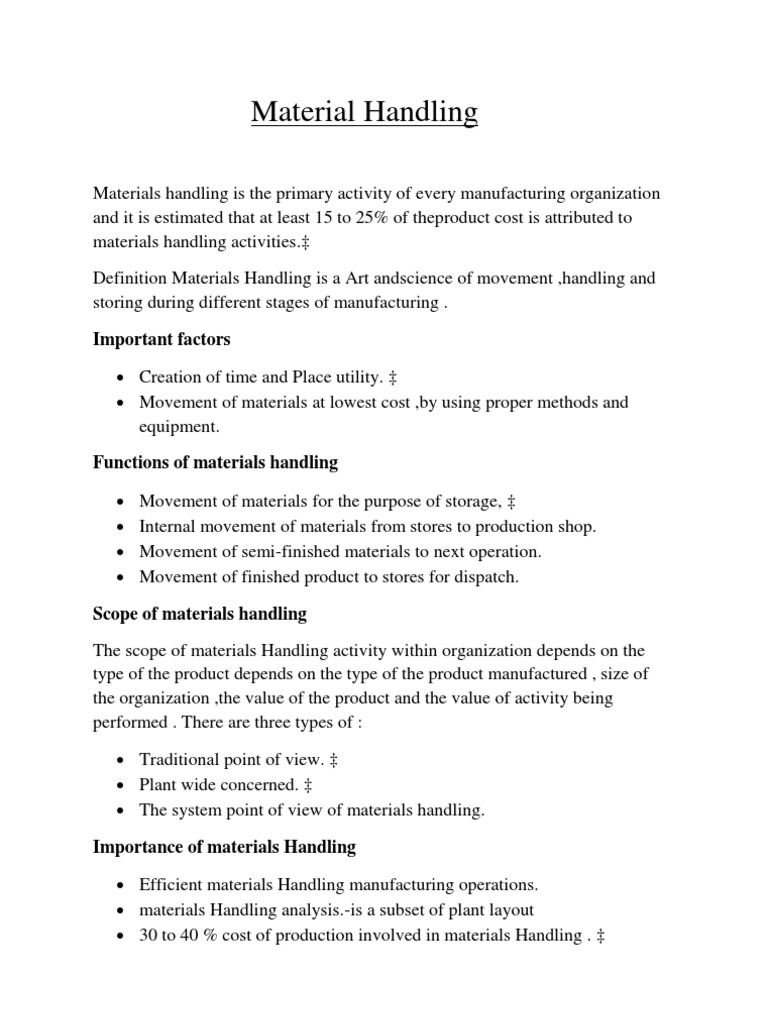 Material Handling PDF Science And Technology Engineering