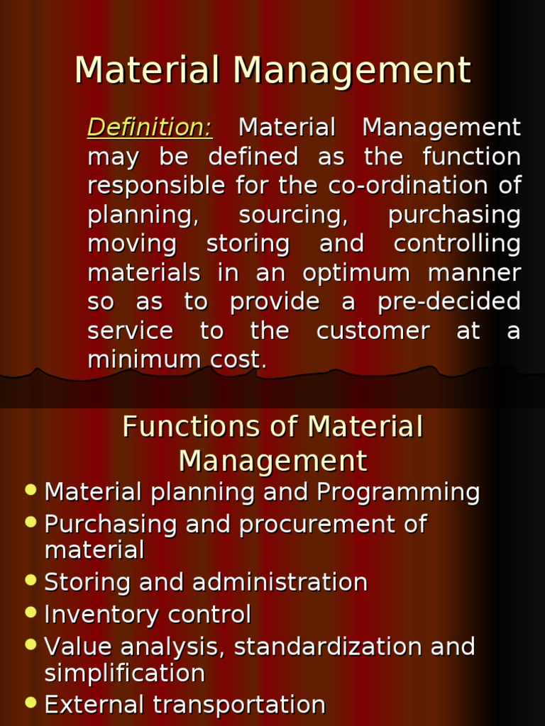 Material Management PDF Procurement Inventory