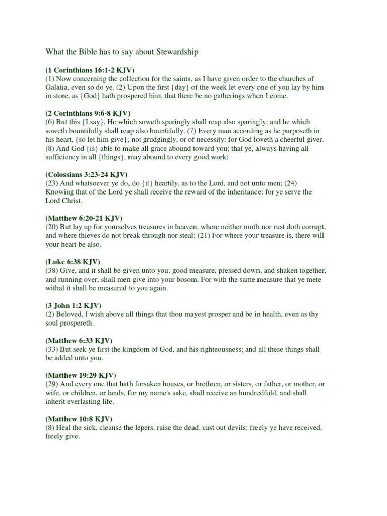 What The Bible Has To Say About Stewardship Tithe King James Version