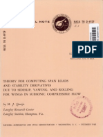 NASA Report - Theory For Computing Span Loads and Stability Derivatives Due To Side Slip, Yawing, and Rolling For Wings in Subsonic Compressible Flow