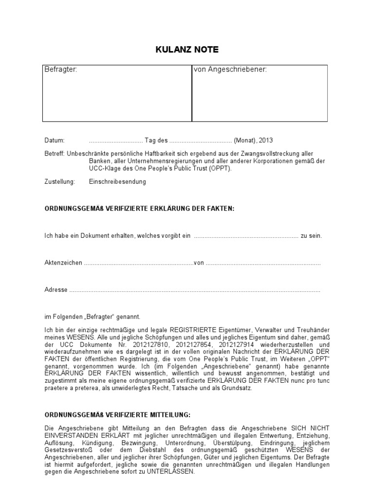 129140292 Kulanz Note Vorlage K Pdf