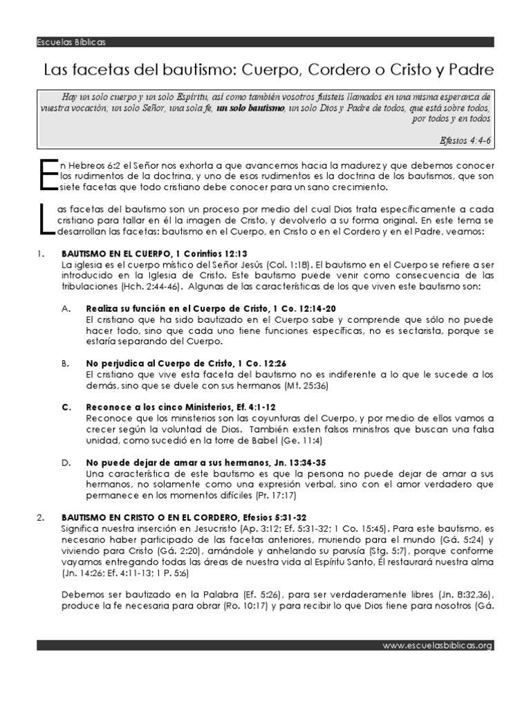 Facetas del Bautismo en la Biblia | PDF | Bautismo | Cuerpo de Cristo