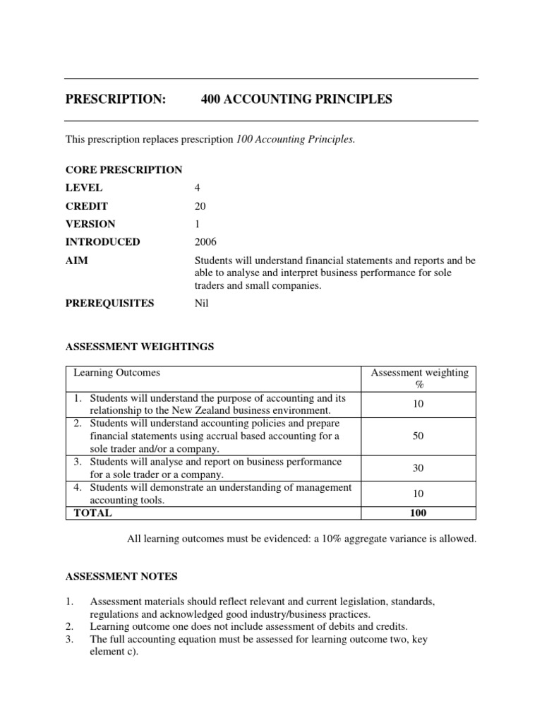 400 Accounting Principles | PDF
