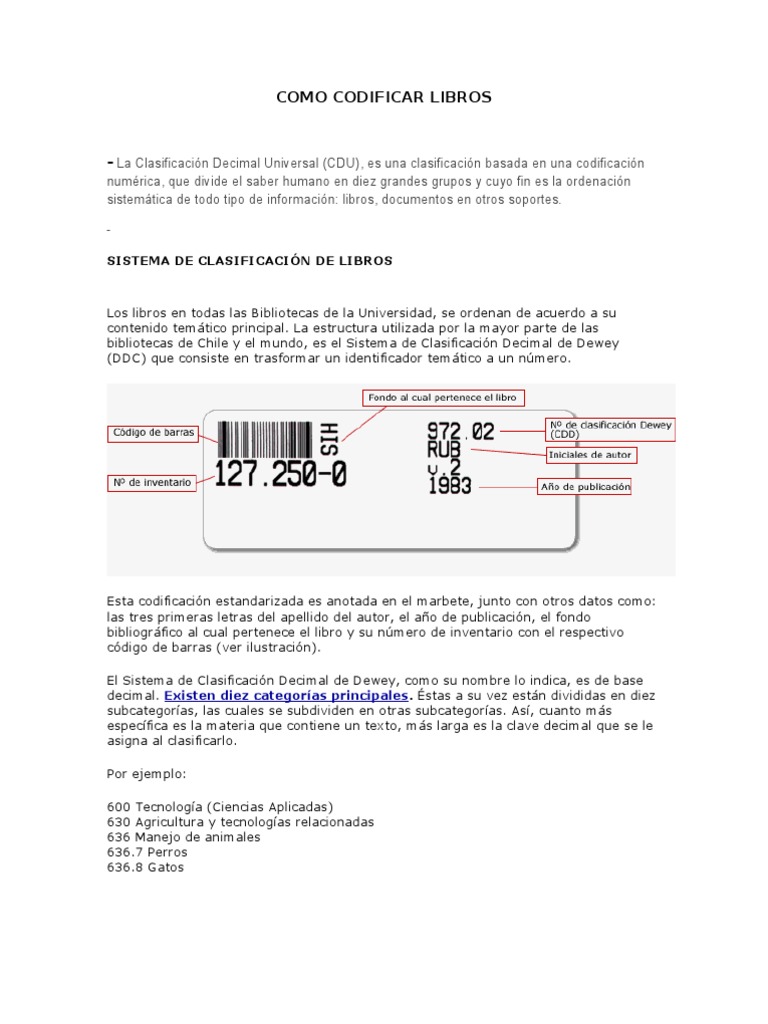 Guía para Codificar Libros en Bibliotecas | PDF | Science | Ciencia y ...