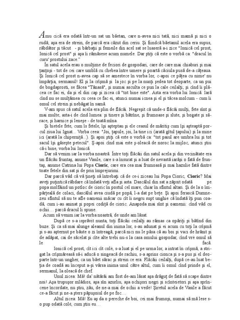 Povestea Lui Ionica Cel Prost