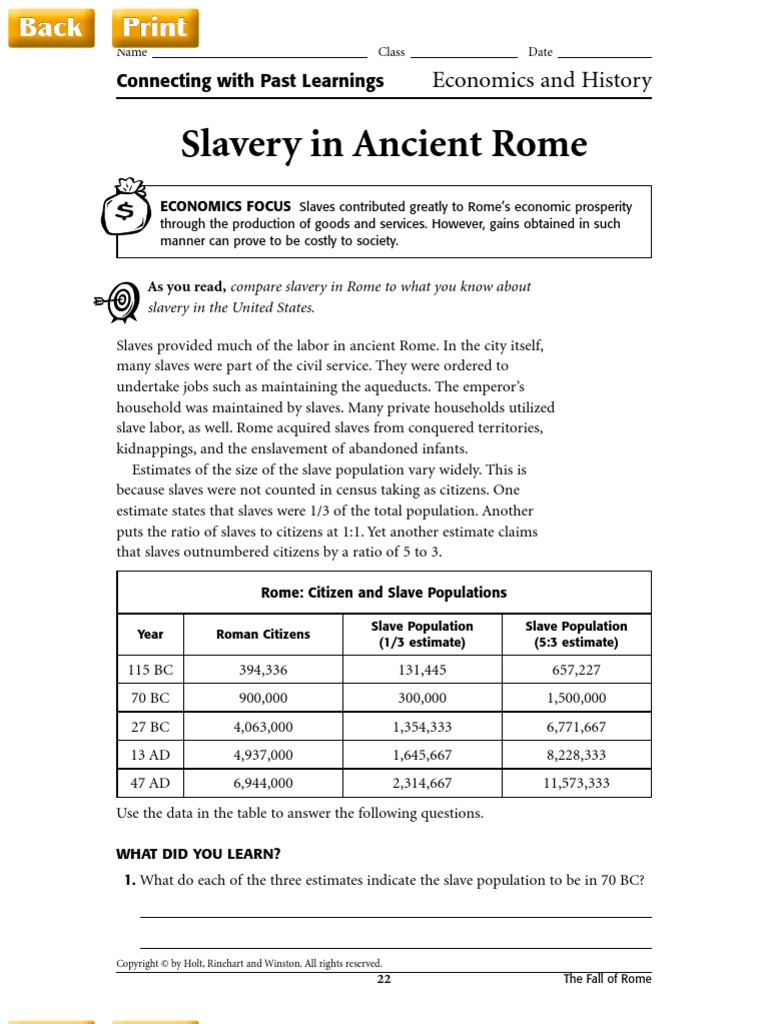 Slavery in Ancient Rome: Economics and History | PDF