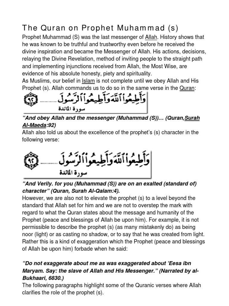 Quranic Insights on Prophet Muhammad | PDF | Muhammad | Prophets And ...
