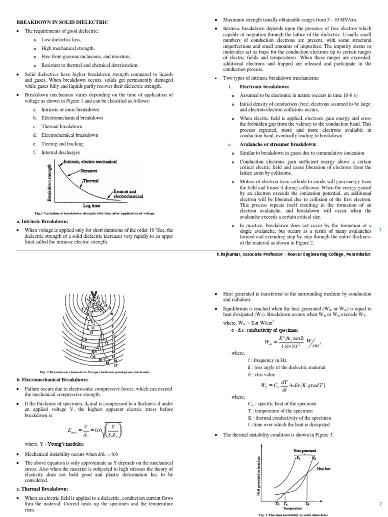 Breakdown Mechanisms in Solid Dielectrics | PDF | Electrical Breakdown ...