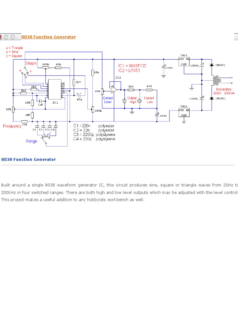 8038 Function Generator PDF Frequency Modulation Transmitter