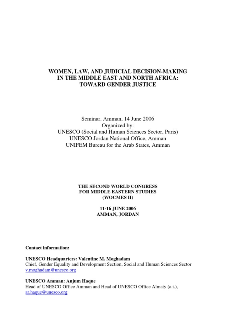 Women, Law, and Judicial Decision-Making in the Middle East and North ...