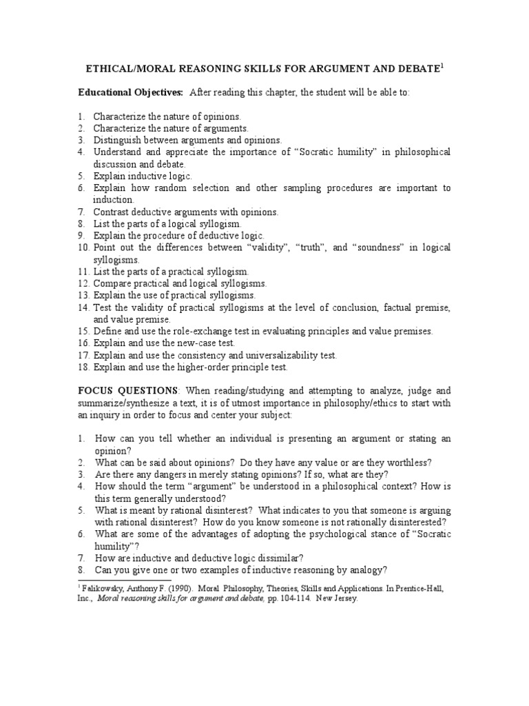 Ethical Moral Reasoning Skills for Argument and Debate | Validity ...