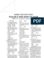 Punjab & Sind Bank PO 2011 Question Paper