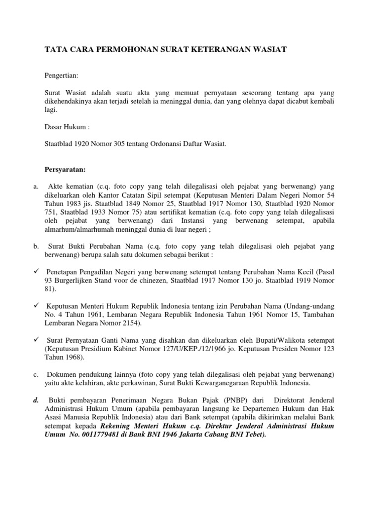 Prosedur Surat Wasiat