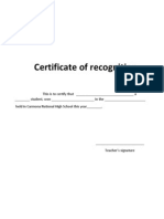 Certificate of Recognition